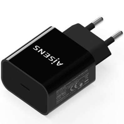 Carregador de Pared Aisens A110-0538/ 1xUSB Tipo-C PD3.0/ 20W - Preto