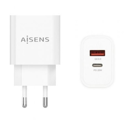 Aisens A110-0681 20W USB-C USB-A Branco - Carregador de Pared - 20W