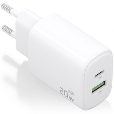 Carregador de Pared GaN Aisens A110-0909 20W 1xUSB Tipo-C 1xUSB