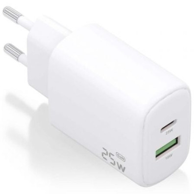 Carregador de Pared GaN Aisens A110-0911/ 1xUSB Tipo-C/ 1xUSB/ 25W