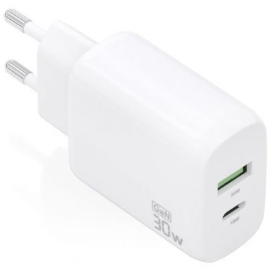 Carregador de Pared GaN Aisens A110-0923/ 1xUSB Tipo-C/ 1xUSB/ 30W