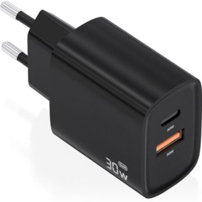 Carregador de Pared GaN Aisens A110-0953 30W com 1xUSB Tipo-C e 1xUSB