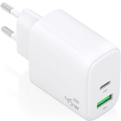 Carregador de Pared GaN Aisens A110-0971 com USB Tipo-C e USB 45W