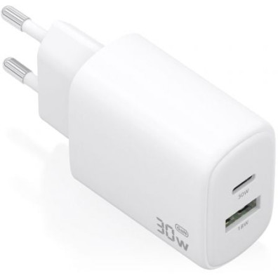 Carregador de Pared GaN Aisens A110-0977 30W com 1xUSB Tipo-C e 1xUSB