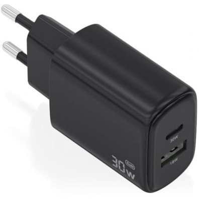 Carregador de Pared GaN Aisens A110-0978 30W 1xUSB Tipo-C 1xUSB
