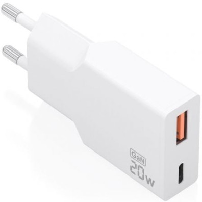 Carregador de Pared GaN Aisens A110-0998/ 1xUSB Tipo-C/ 1xUSB/ 20W
