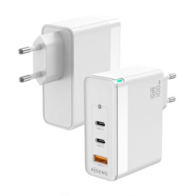 Carregador de Pared GaN Aisens ASCH-100W3P008-W/ 2xUSB Tipo-C/ 1x USB - 100W
