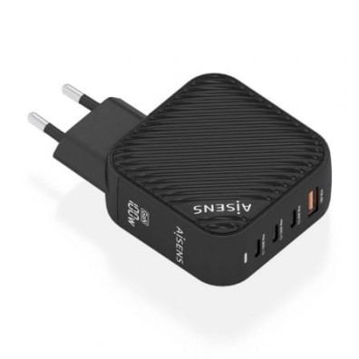 Carregador de Pared GaN Aisens ASCH-100W4P029-BK com 3xUSB Tipo-C/ 1x USB