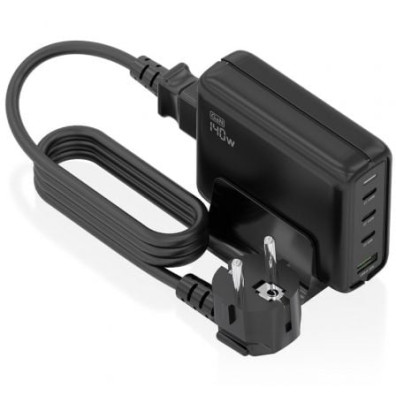 Carregador Posto GaN Aisens ASCH-140W4P056-BK com 3xUSB Tipo-C e 1xUSB