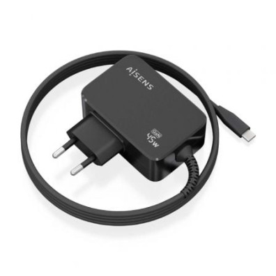 Carregador de Pared GaN Aisens ASCH-1PD45WL032-BK/ 1xUSB Tipo-C + Cabo 1.8m