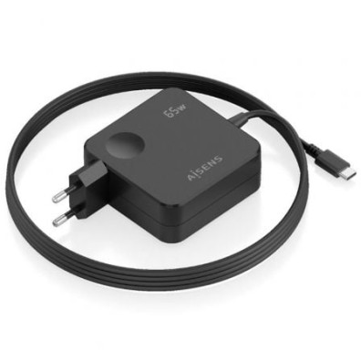 Carregador de Pared GaN Aisens ASCH-1PD65WL80-BK 65W com 1xUSB Tipo-C