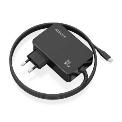 Carregador portátil GaN Aisens ASCH-1PD90WL034-BK com Cabo 1.8m e 90W - USB Tipo-C