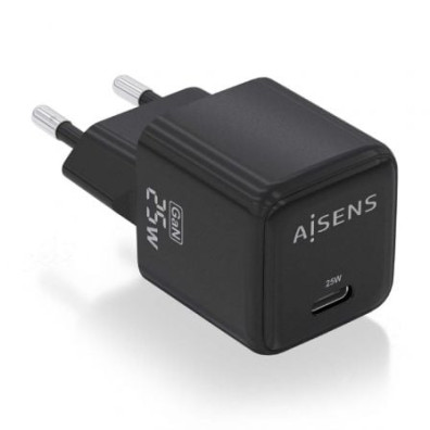 Carregador de Pared GaN Aisens ASCH-25W1P013-BK com 1xUSB Tipo-C