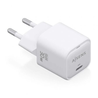 Carregador de Pared GaN Aisens Tipo-C 30W1P018-W com 1xUSB - Compatibilidade de Carregamento Rápido