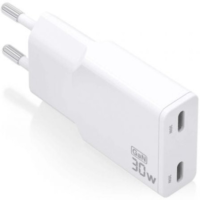 Carregador de Pared GaN Aisens ASCH-30W2P048-W/ 2xUSB Tipo-C/ 30W