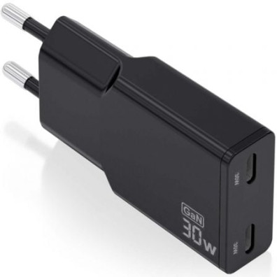 Carregador de Pared GaN Aisens ASCH-30W2P049-BK 30W Tipo-C USB x2