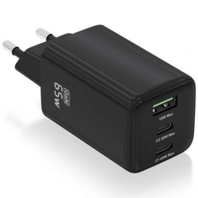 Carregador de Parede USB Tipo-C GaN Aisens ASCH-65W3P042-BK