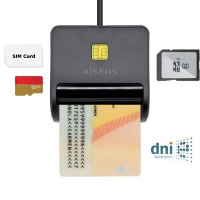 Leitor de DNI e Cartão USB Aisens ASCR-SN02SD-BK 2.0