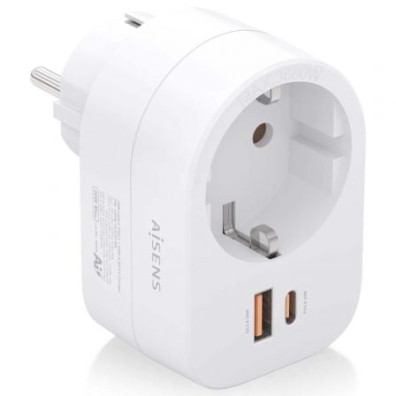 Enchufe Aisens ASPS-1A1C06-W com 1 Toma de Corrente e 1 USB Tipo-C PD