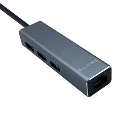Hub USB Tipo-C Aisens A109-0396 com 3xUSB e 1xRJ45