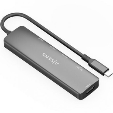 Docking USB Tipo-C Aisens ASUC-6P024-GR - 1xHDMI 4K/ 3xUSB/ 1xLector Cartões