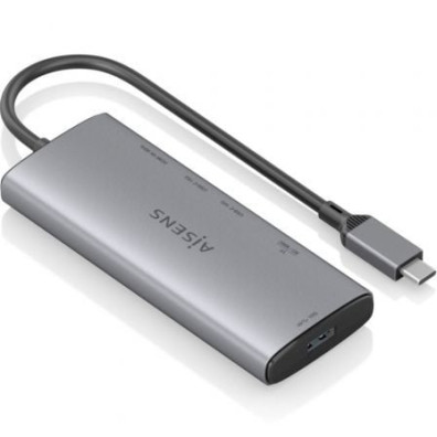 Docking USB Tipo-C Aisens ASUC-6P029-GR HDMI 4K USB Tipo-C Leitor de Cartões