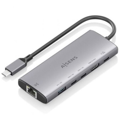Docking USB Tipo-C Aisens ASUC-6P030-GR com HDMI 4K, USB, 2x USB Tipo-C, RJ45 e USB Tipo-C PD