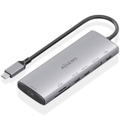 Acesso Docking USB Tipo-C Aisens ASUC-7P031-GR HDMI 4K USB Leitor Cartão PD