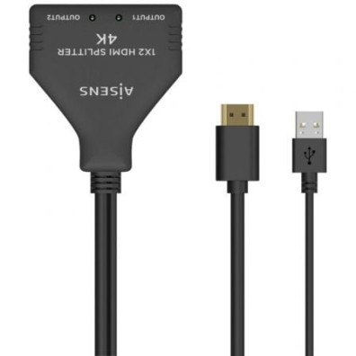 Cabo Duplicador HDMI 4K Aisens - 2x HDMI Hembra HDMI Macho, USB Macho 30cm