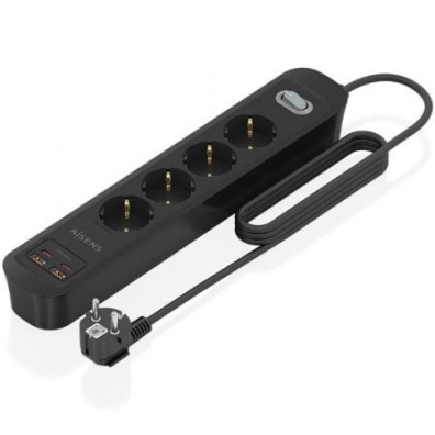Tomas de Corriente Regleta Aisens ASPS-2A2C13-BK com Interruptor, 4 Tomas, 2 USB Tipo-C, Cabo 1.4m