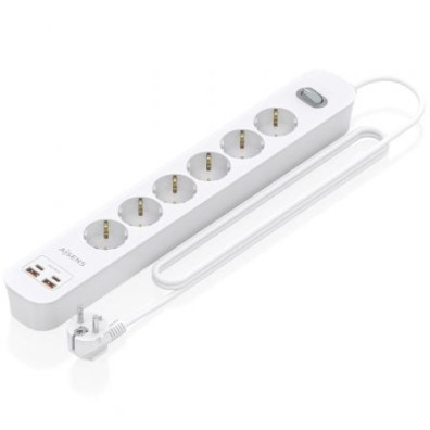 Tomas de Corrente e USB Tipo-C em Regleta Aisens ASPS-2A2C16-W com Interruptor - Cabo 1.4m