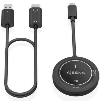 Adaptador/Transmissão de vídeo sem fio USB Tipo-C - HDMI Aisens ASWL-H2KC30M004-BK - 100W