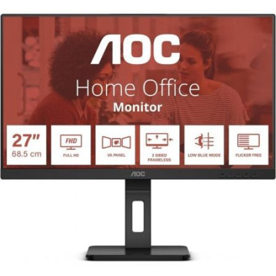 Monitor Profissional AOC 27E3QAF 27" - Full HD Multimedia Regulable em altura