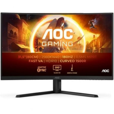 Monitor Gaming Curvo AOC CQ32G4VE QHD 31.5 polegadas VA 180Hz 0.5ms