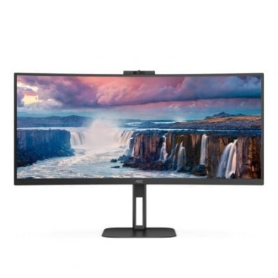Monitor AOC CU34V5CW/BK 34" Curvo Ultrapanorámico UWQHD com Webcam e Altura Regulable