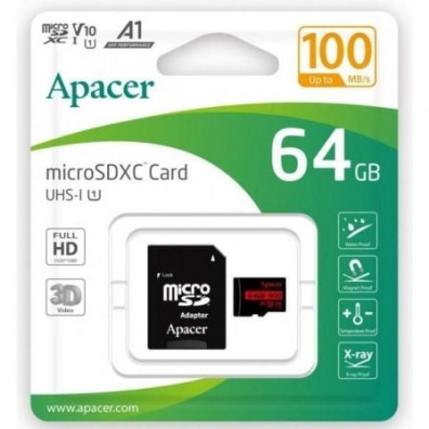 Cartão de Memória Apacer 64GB XC UHS-1 com Adaptador Classe 10