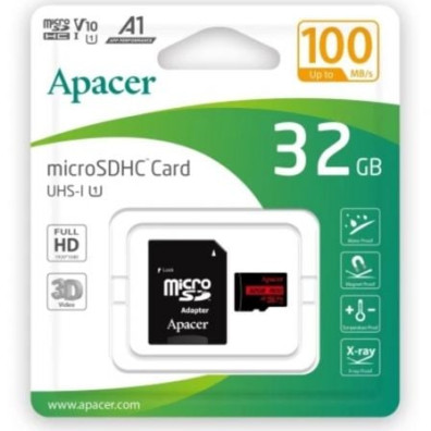 Cartão de Memória Apacer 32GB microSD HC UHS 1 com Adaptador/ Classe 10
