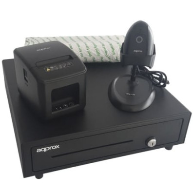 Terminal Ponto de Venda (TPV) Pack Approx appPOSPACK4180LAN com Cajón Portamonedas e Impressora Térmica