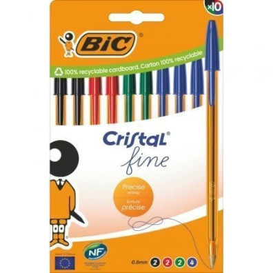Bolígrafos Bic Cristal Fine 516356 de Tinta de Óleo - 10 unidades