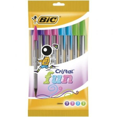 Bolígrafos Bic Cristal Fun de Tinta de Óleo - 10 unidades