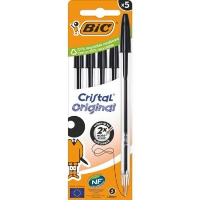 Caixa de Bolígrafos Bic Cristal Original de Tinta de Óleo - 5 unidades