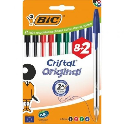 Bolígrafos de Tinta de Óleo Bic Cristal Original 516355/ 10 unidades