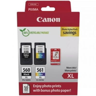 Cartucho de Tinta Canon PG-560XL + CL-561XL Multipack de Alta Capacidade - Preto