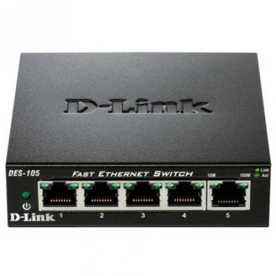 Switch D-Link DES-105 5 Portos RJ-45 10 - Conectividade Doméstica e Empresarial