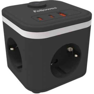 Regleta com Interruptor Fellowes/ 3 Tomas de corrente/ 1 USB - 2 USB Tipo-C/ Cabo 2m