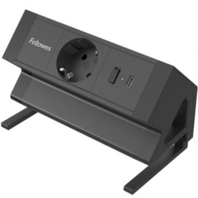 Regleta Sobremesas Fellowes 100137172 com 1 Tomas de corrente/ 1 USB Tipo-C e Cabo 2m