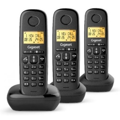 Telefone Inalámbrico Gigaset Basic 100/ Pack TRIO - Preto