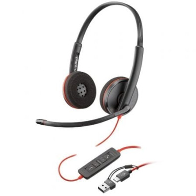 Auriculares Poly Blackwire 3220 com Adaptador USB-C/A e Micrófono - Bulk