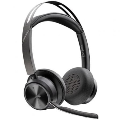 Auriculares Inalámbricos Poly Voyager Focus 2 Microsoft Teams - Adaptador USB-C-A e Suporte de Carga com Micrófono Bluetooth
