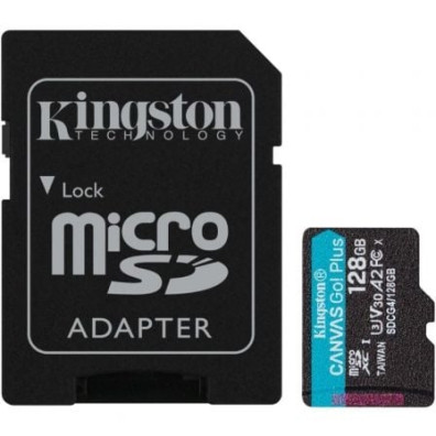 Cartão de Memória Kingston CANVAS Go! Plus 128GB microSD XC com Adaptador Classe 10
